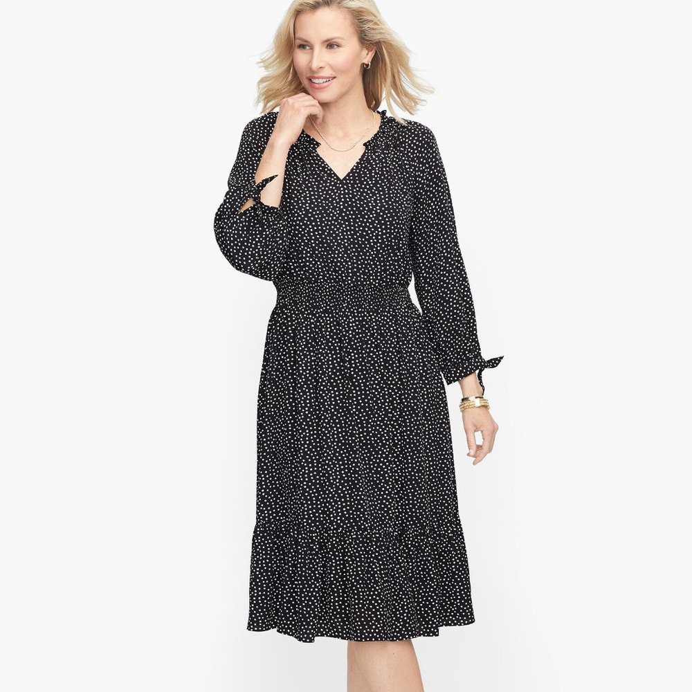 Talbots Split Neck Fit & Flare Soft Dress